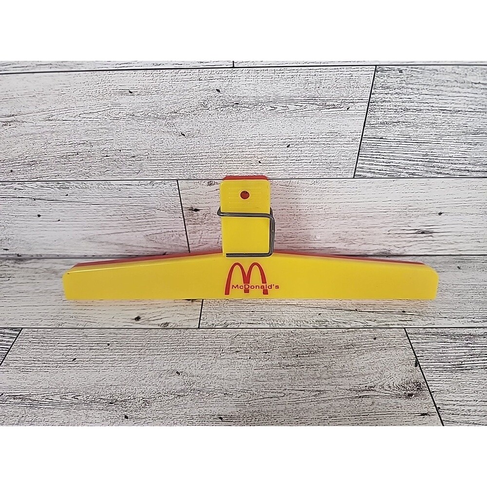 Vintage McDonalds Chip Clip Snack Bag Clip 8" Yellow Red RARE